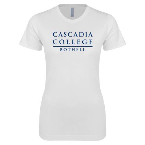  Next Level Womens White Boyfriend Tee - Cascadia College Bothell