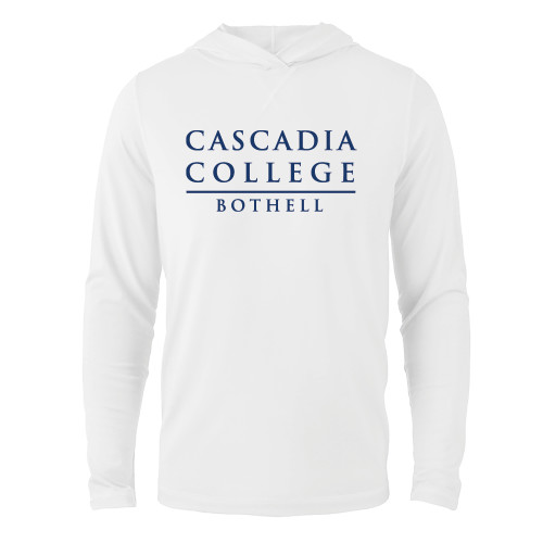  White Long Sleeve Hooded Tee - Cascadia College Bothell