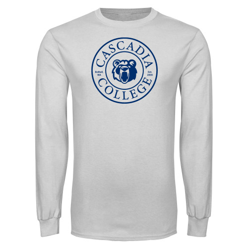  White Long Sleeve T Shirt - Cascadia College Bothell  Seal