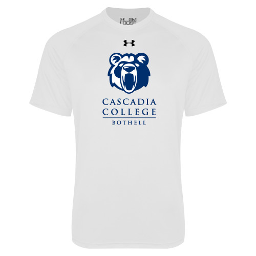  Under Armour White Tech Tee - Kodiak Cascadia College Bothell Stacked