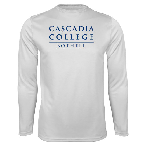  White Performance Long Sleeve Shirt - Cascadia College Bothell
