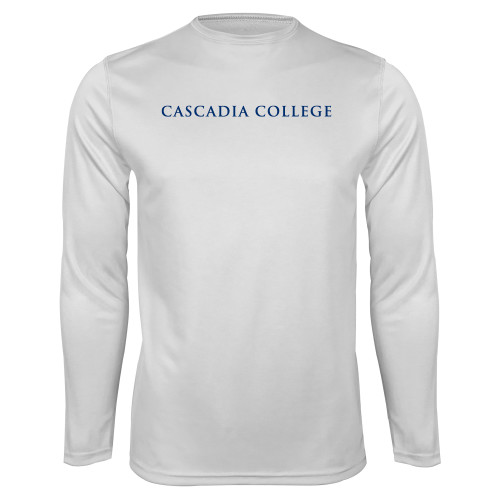  White Performance Long Sleeve Shirt - Cascadia College Bothell  Flat