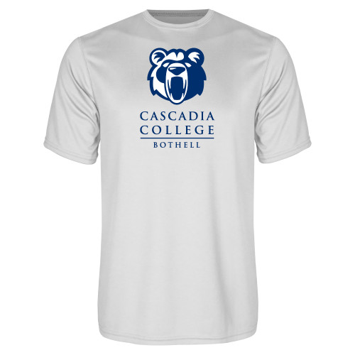  White Performance Tee - Kodiak Cascadia College Bothell Stacked