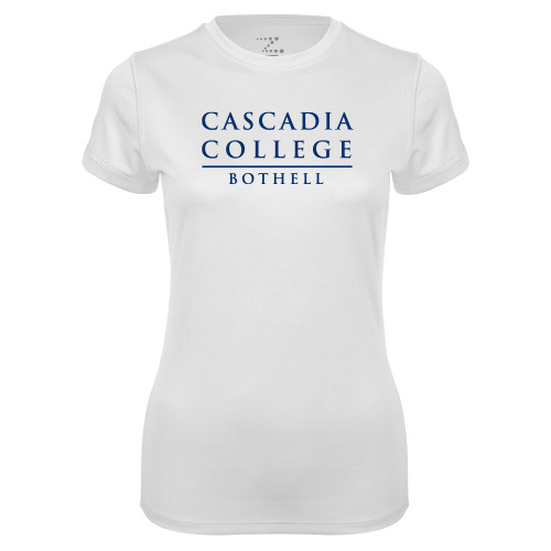  Womens White Performance Tee - Cascadia College Bothell