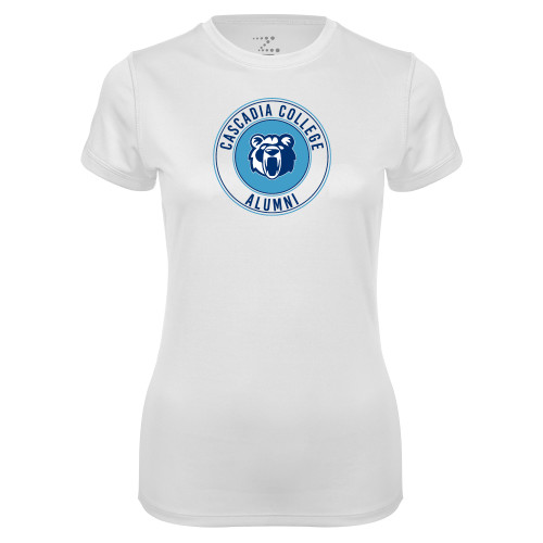  Womens White Performance Tee - Cascadia College Alumni