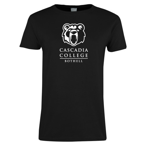  Womens Black Short Sleeve Tee - Kodiak Cascadia College Bothell Stacked