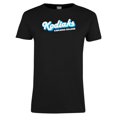  Womens Black Short Sleeve Tee - Kodiaks Tricolor Cascadia College