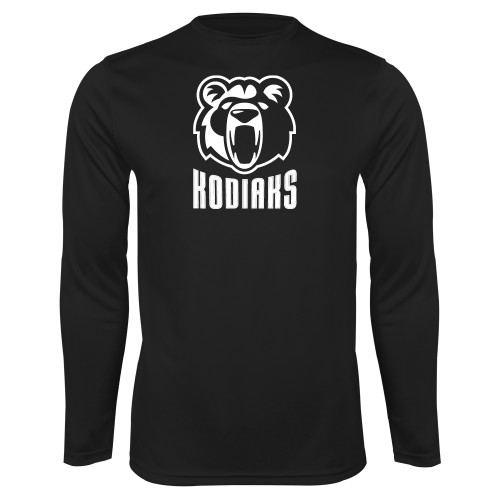  Black Performance Long Sleeve Shirt - Kodiaks with Mascot