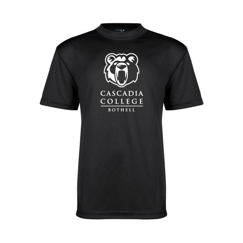  Youth Performance Black Tee - Kodiak Cascadia College Bothell Stacked