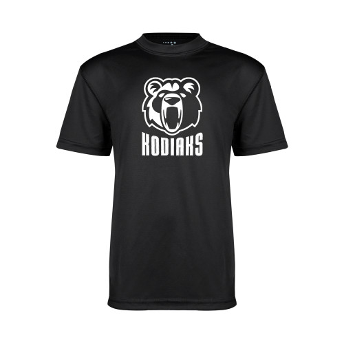  Youth Performance Black Tee - Kodiaks with Mascot