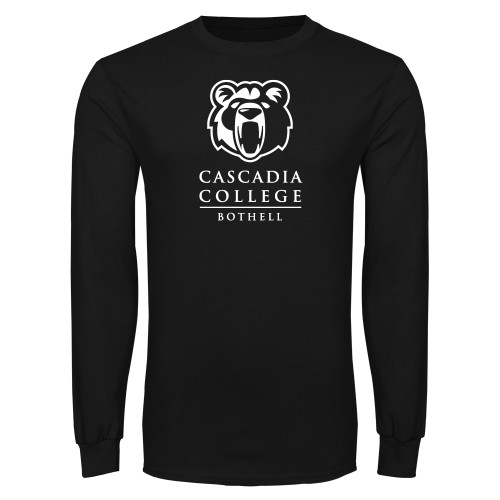  Black Long Sleeve T Shirt - Kodiak Cascadia College Bothell Stacked