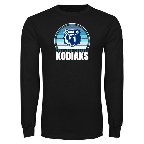  Black Long Sleeve T Shirt - Cascadia College Kodiaks Blue Shade Design