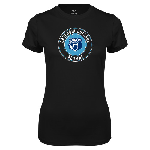  Womens Black Performance Tee - Cascadia College Alumni