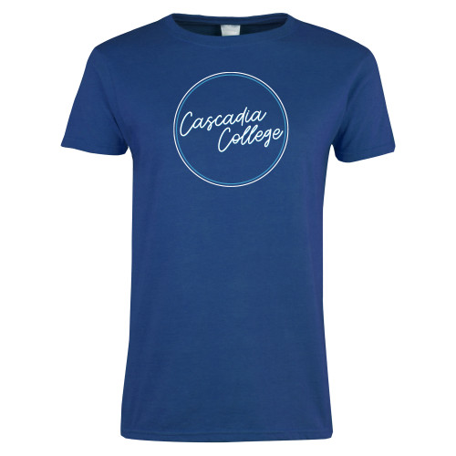 Womens Royal Short Sleeve Tee - Cascadia College Script Circle Design