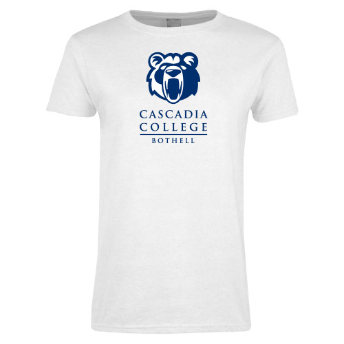  Womens White Short Sleeve Tee - Kodiak Cascadia College Bothell Stacked