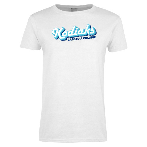 Womens White Short Sleeve Tee - Kodiaks Tricolor Cascadia College