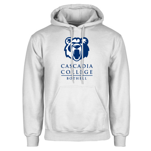  White Fleece Hoodie - Kodiak Cascadia College Bothell Stacked