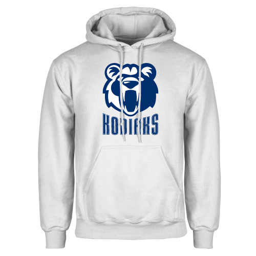  White Fleece Hoodie - Kodiaks with Mascot