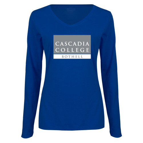  Womens Royal Long Sleeve V Neck Tee  - Cascadia College Bothell  Square
