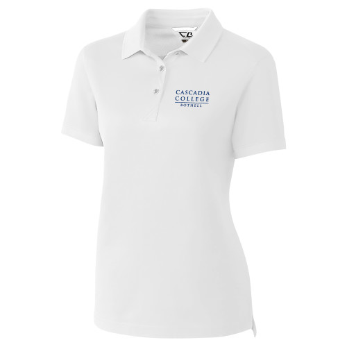  C&B Womens White Advantage Polo - Cascadia College Bothell  EMB