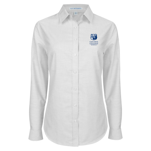  Womens White Oxford Shirt - Kodiak Cascadia College Bothell Stacked EMB