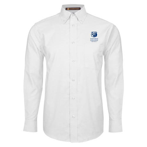  White Oxford Long Sleeve Shirt - Kodiak Cascadia College Bothell Stacked EMB