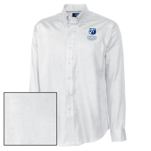  Cutter & Buck Nailshead Long Sleeve Button Down White - Kodiak Cascadia College Bothell Stacked EMB