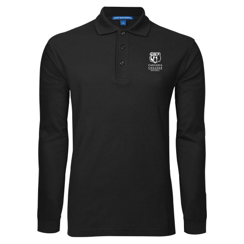  Black Long Sleeve Polo - Kodiak Cascadia College Bothell Stacked EMB