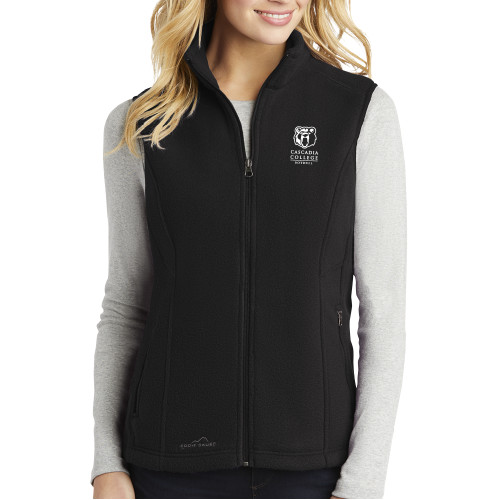  Eddie Bauer Womens Black Fleece Vest - Kodiak Cascadia College Bothell Stacked EMB