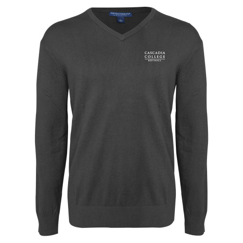  Charcoal Heather VNeck Sweater - Cascadia College Bothell  EMB