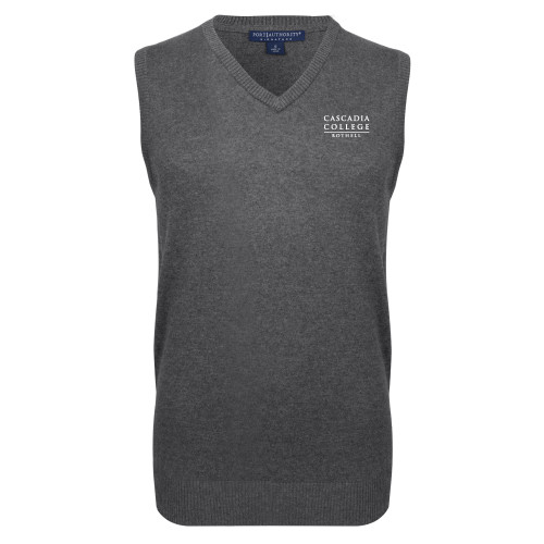  Charcoal VNeck Sweater Vest - Cascadia College Bothell  EMB