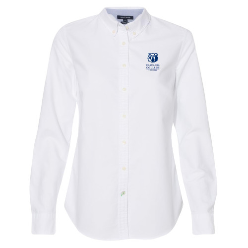  Womens Tommy Hilfiger White Solid Oxford Shirt - Kodiak Cascadia College Bothell Stacked EMB