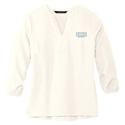 Main Image for  Mercer + Mettle Womens Ivory 3/4 Sleeve Crepe Blouse