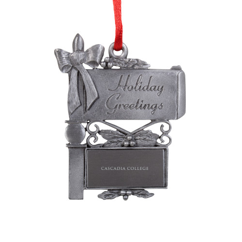  Pewter Mail Box Ornament - Cascadia College Flat Engraved