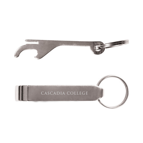  Aluminum Silver Bottle Opener - Cascadia College Flat Engraved