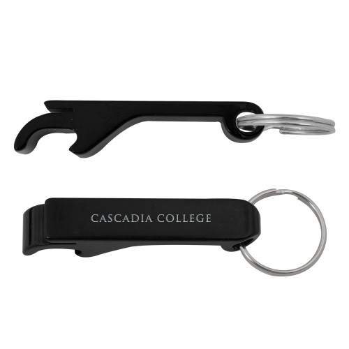  Aluminum Black Bottle Opener - Cascadia College Flat Engraved
