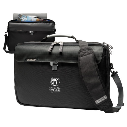  OGIO Black Pursuit Messenger Bag - Kodiak Cascadia College Bothell Stacked EMB