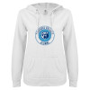 Thumbnail image for  ENZA Womens White V Notch Raw Edge Fleece Hoodie