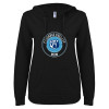 Thumbnail image for  ENZA Womens Black V Notch Raw Edge Fleece Hoodie