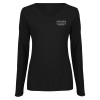 Thumbnail image for  Womens Black Long Sleeve V Neck Tee 