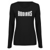 Thumbnail image for  Womens Black Long Sleeve V Neck Tee 