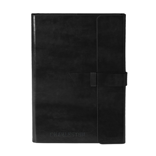  Fabrizio Black Portfolio w/Loop Closure - Charlston Flat Engraved