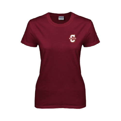  Womens Maroon Short Sleeve Tee - Official Logo - C Charleston