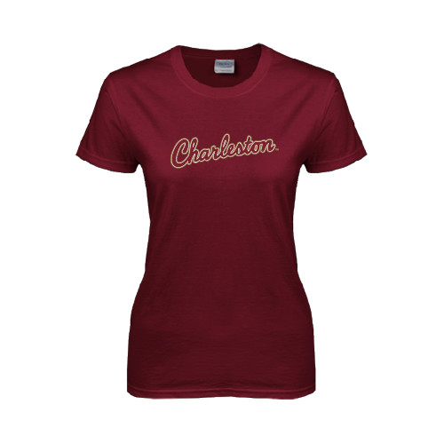 College of Charleston Womens Maroon Short Sleeve Tee