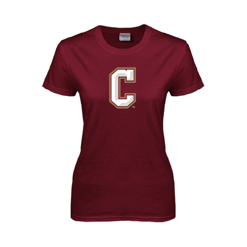  Womens Maroon Short Sleeve Tee - C