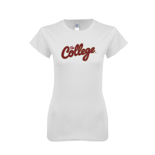  Next Level Womens White Boyfriend Tee - The College Script
