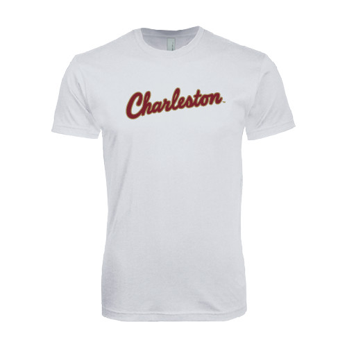  Next Level White SoftStyle T Shirt - Charleston Script