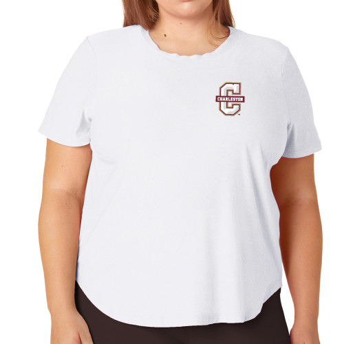  Beyond Yoga PLUS On The Down Low Short Sleeve Tee Cloud White - 	Official Logo - C Charleston - Beyond Yoga