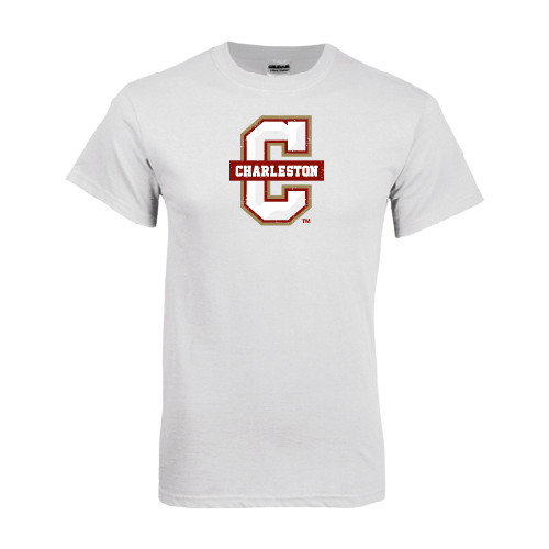  White T Shirt - Official Logo - C Charleston Distressed