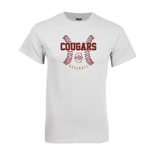  White T Shirt - Baseball Ball Design